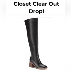 Sun + Stone Black Over the Knee Dress Boot -- Size 6